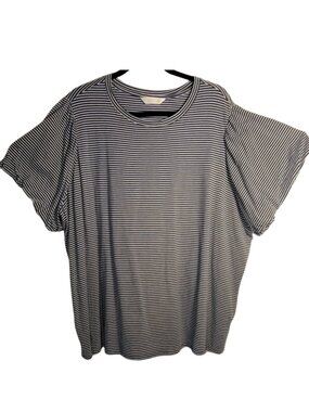 Lauren Conrad Nautical Striped Puffed Balloon Sleeve Top Plus Size 3XL